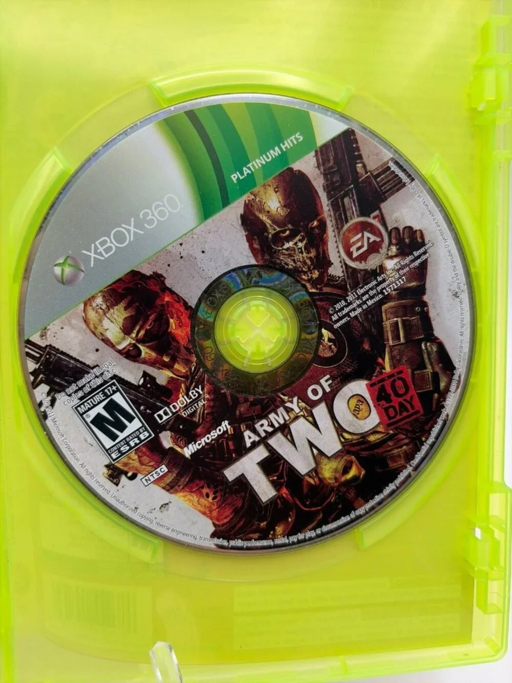 Army of Two: The 40th Day (Microsoft Xbox 360, 2010) No Manual Tested Working